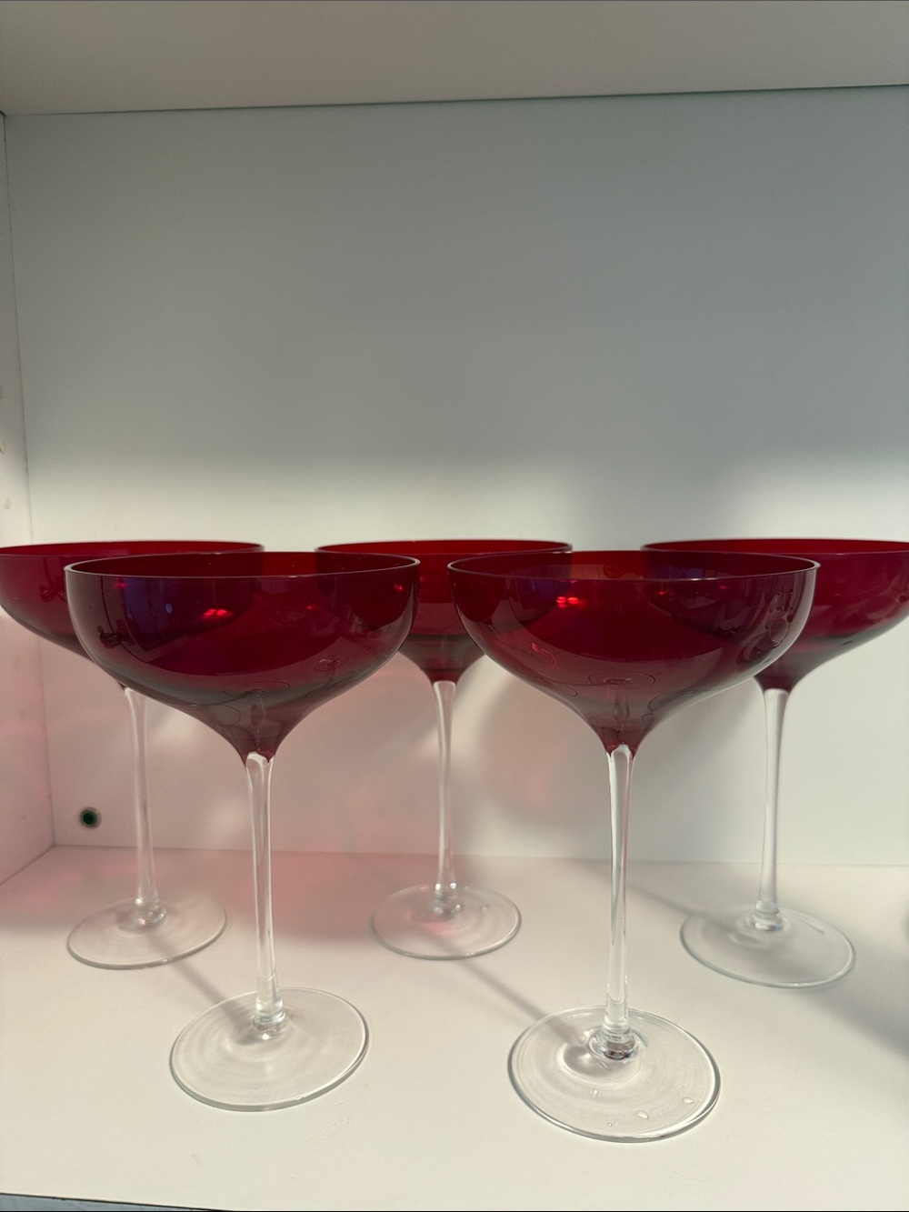 Set of 5 Ruby Red Coupe Glasses bohemian glasses
